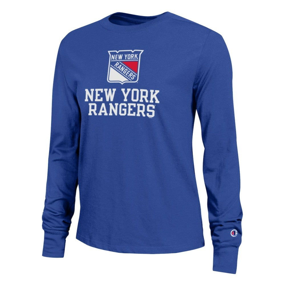 New York Rangers Champion Women's Wordmark Lockup Long Sleeve T-Shirt - Royal | US 203898297