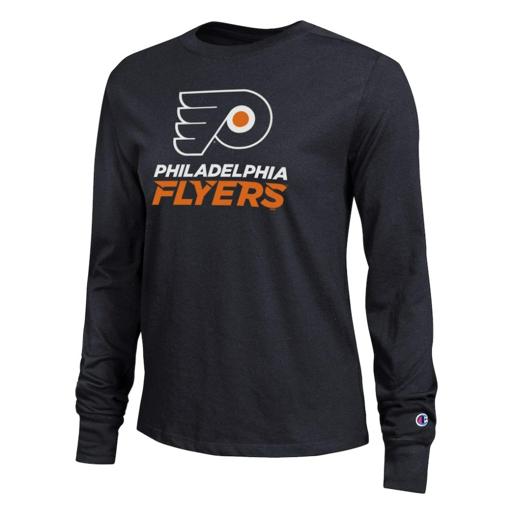 Philadelphia Flyers Champion Women's Wordmark Lockup Long Sleeve T-Shirt - Black | US 203898299