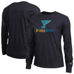 St. Louis Blues Champion Women's Wordmark Lockup Long Sleeve T-Shirt - Black | US 203898304