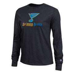 St. Louis Blues Champion Women's Wordmark Lockup Long Sleeve T-Shirt - Black | US 203898304