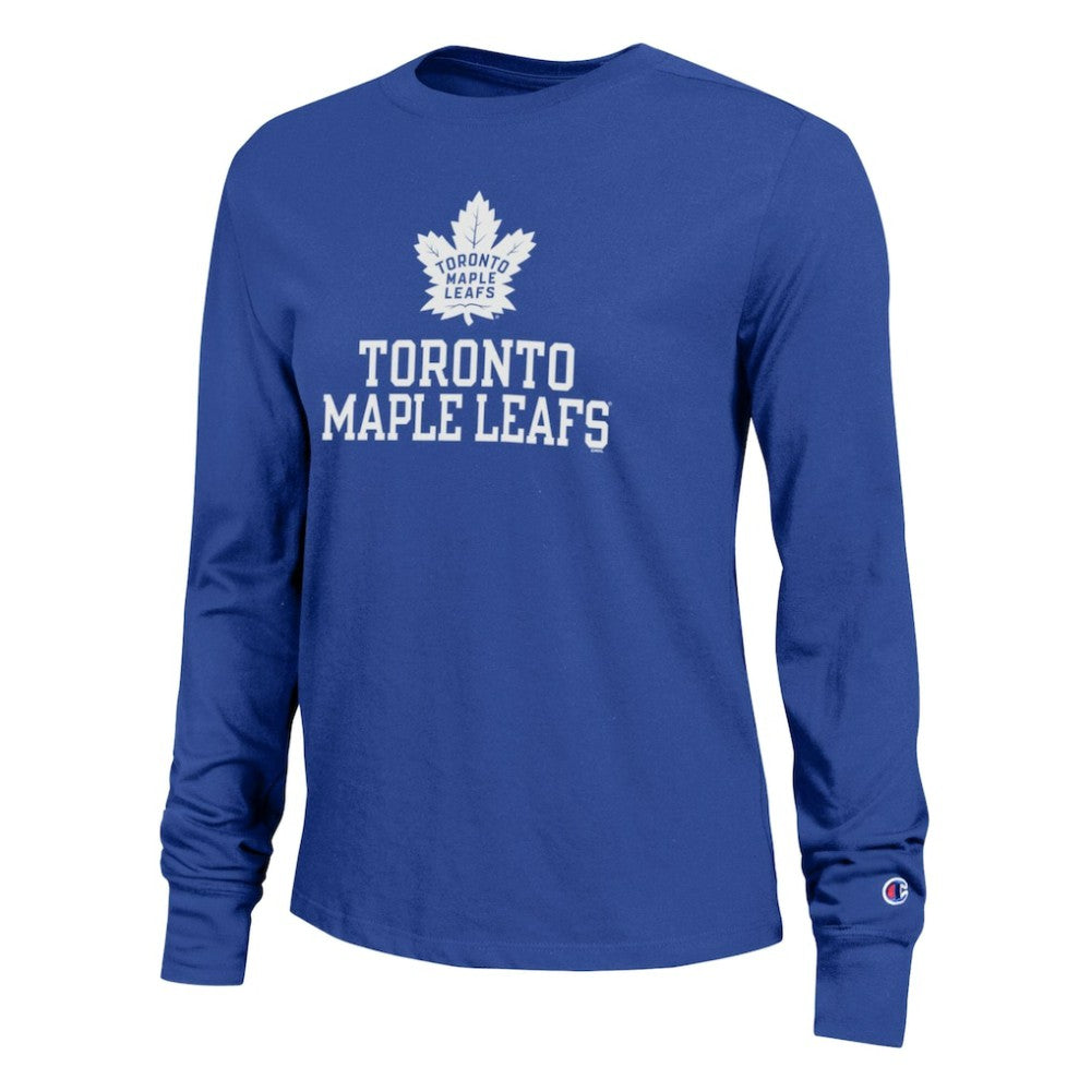 Toronto Maple Leafs Champion Women's Wordmark Lockup Long Sleeve T-Shirt - Royal | US 203898306