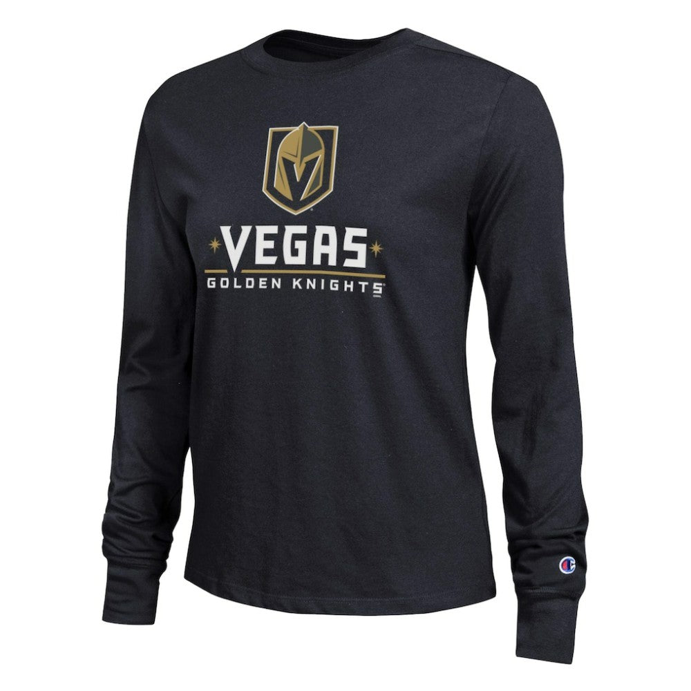 Vegas Golden Knights Champion Women's Wordmark Lockup Long Sleeve T-Shirt - Black | US 203898309