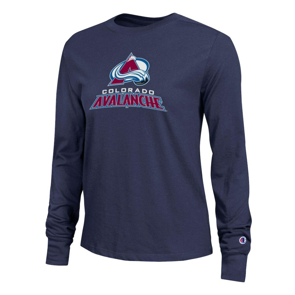 Colorado Avalanche Champion Women's Wordmark Lockup Long Sleeve T-Shirt - Navy | US 203898310