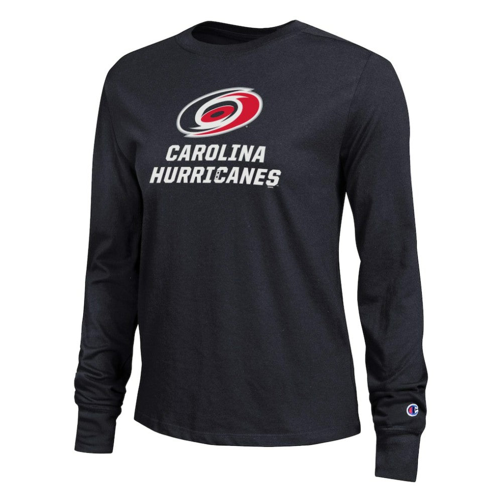 Carolina Hurricanes Champion Women's Wordmark Lockup Long Sleeve T-Shirt - Black | US 203898316