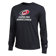 Carolina Hurricanes Champion Women's Wordmark Lockup Long Sleeve T-Shirt - Black | US 203898316