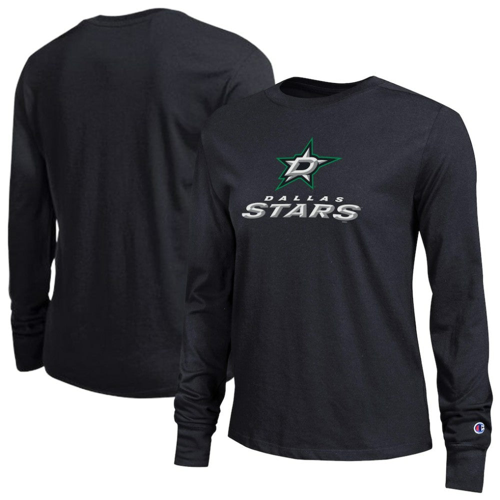 Dallas Stars Champion Women's Wordmark Lockup Long Sleeve T-Shirt - Black | US 203898320