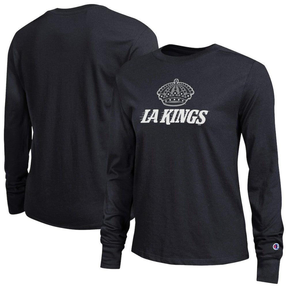 Los Angeles Kings Champion Women's Wordmark Lockup Long Sleeve T-Shirt - Black | US 203898322