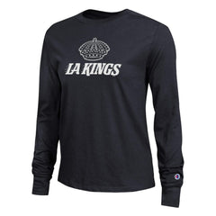 Los Angeles Kings Champion Women's Wordmark Lockup Long Sleeve T-Shirt - Black | US 203898322