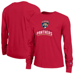 Florida Panthers Champion Women's Wordmark Lockup Long Sleeve T-Shirt - Red | US 203898323