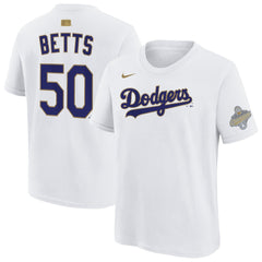 Mookie Betts Los Angeles Dodgers Nike Youth 2026 Gold Collection Name & Number T-Shirt - White T-shirts