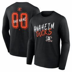 Anaheim Ducks Hustle Personalized Name & Number Long Sleeve T-Shirt - Black | US 203920975