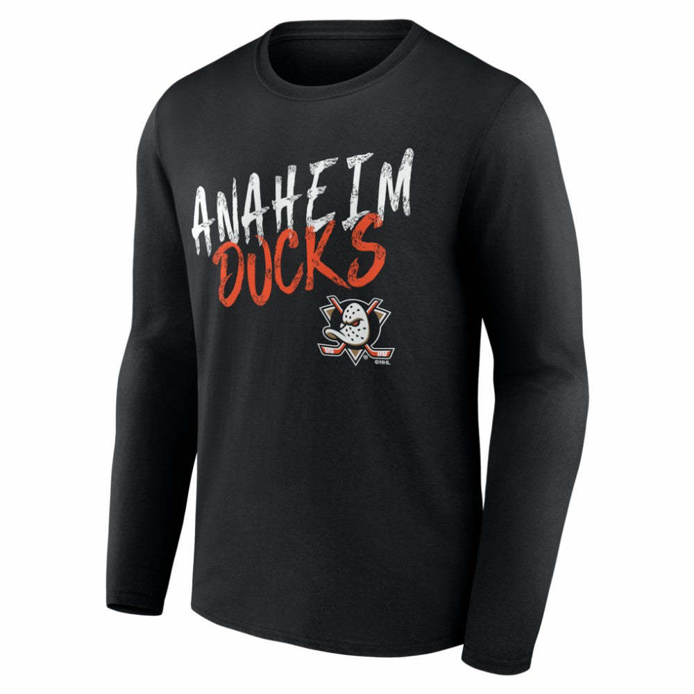 Anaheim Ducks Hustle Personalized Name & Number Long Sleeve T-Shirt - Black | US 203920975