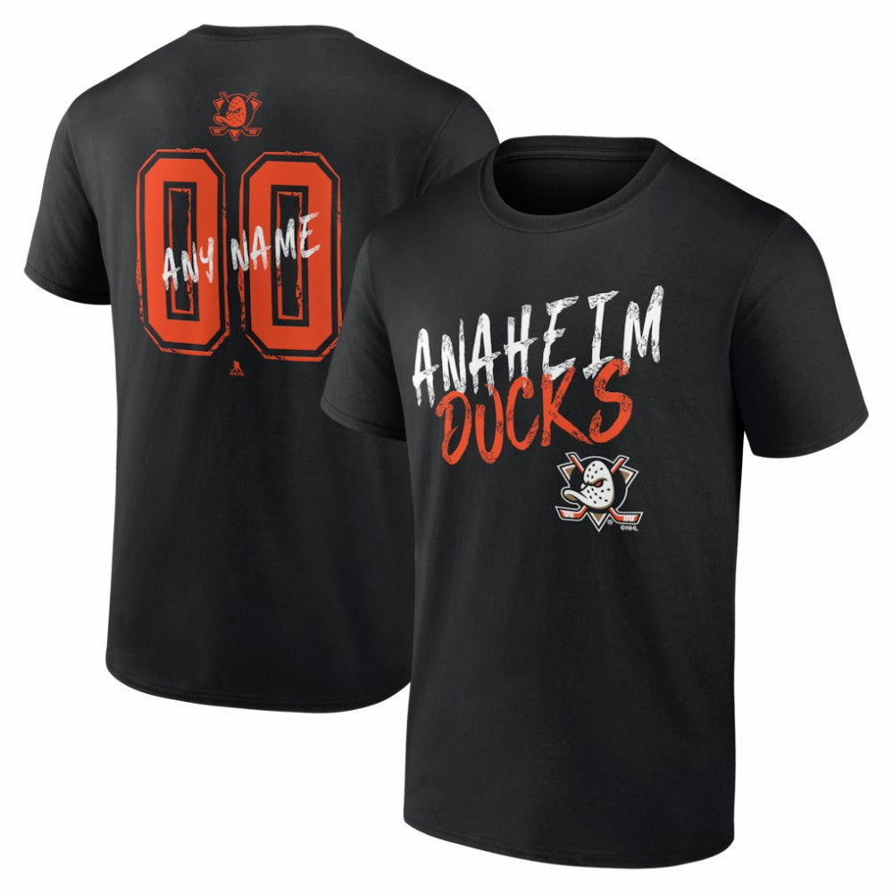Anaheim Ducks Hustle Personalized Name & Number T-Shirt - Black | US 203920977