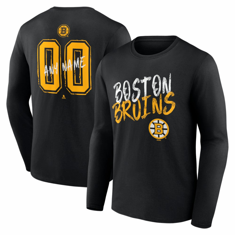 Boston Bruins Hustle Personalized Name & Number Long Sleeve T-Shirt - Black | US 203920981