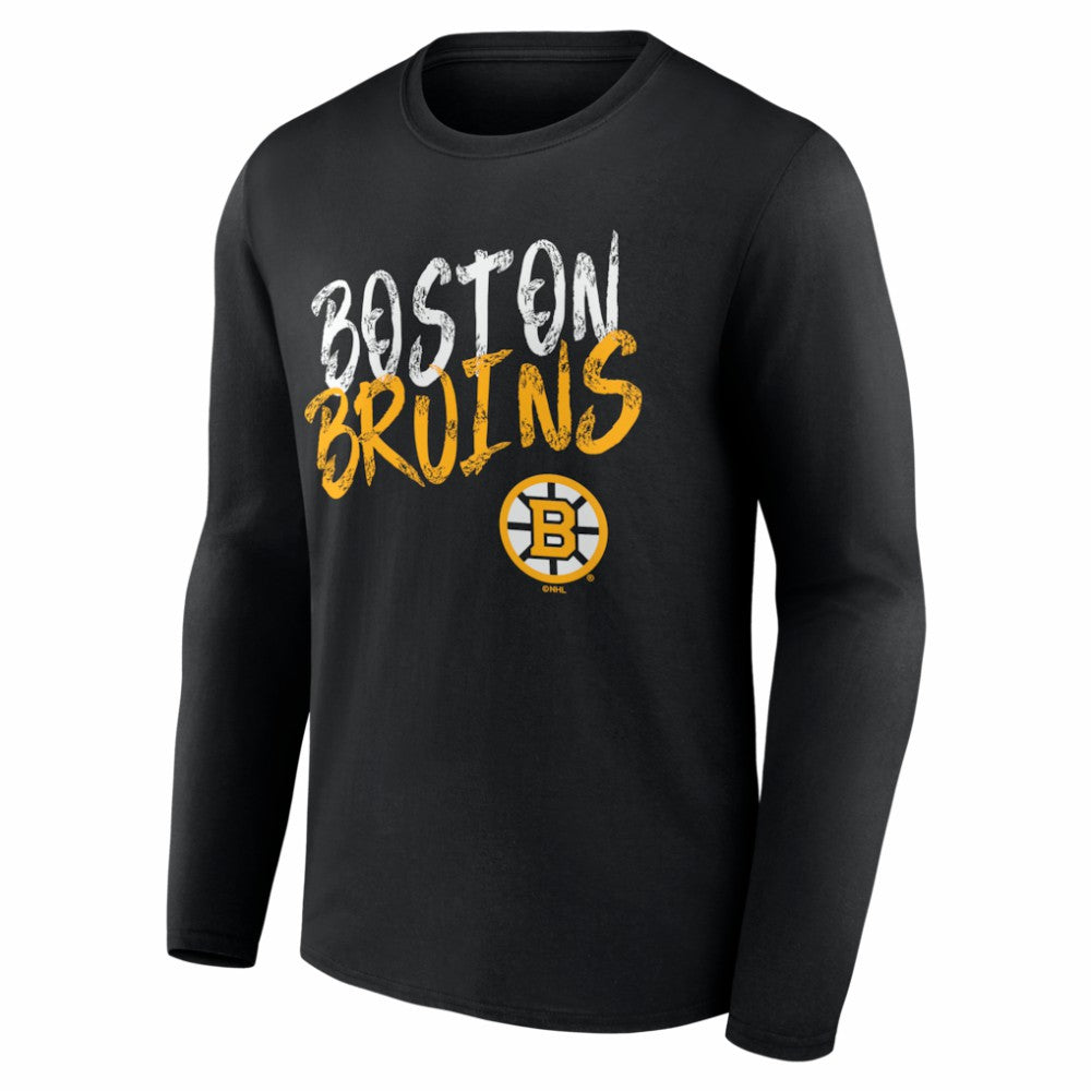 Boston Bruins Hustle Personalized Name & Number Long Sleeve T-Shirt - Black | US 203920981