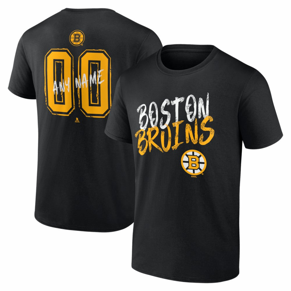 Boston Bruins Hustle Personalized Name & Number T-Shirt - Black | US 203920983