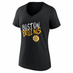 Boston Bruins Women's Hustle Personalized Name & Number V-Neck T-Shirt - Black | US 203920984
