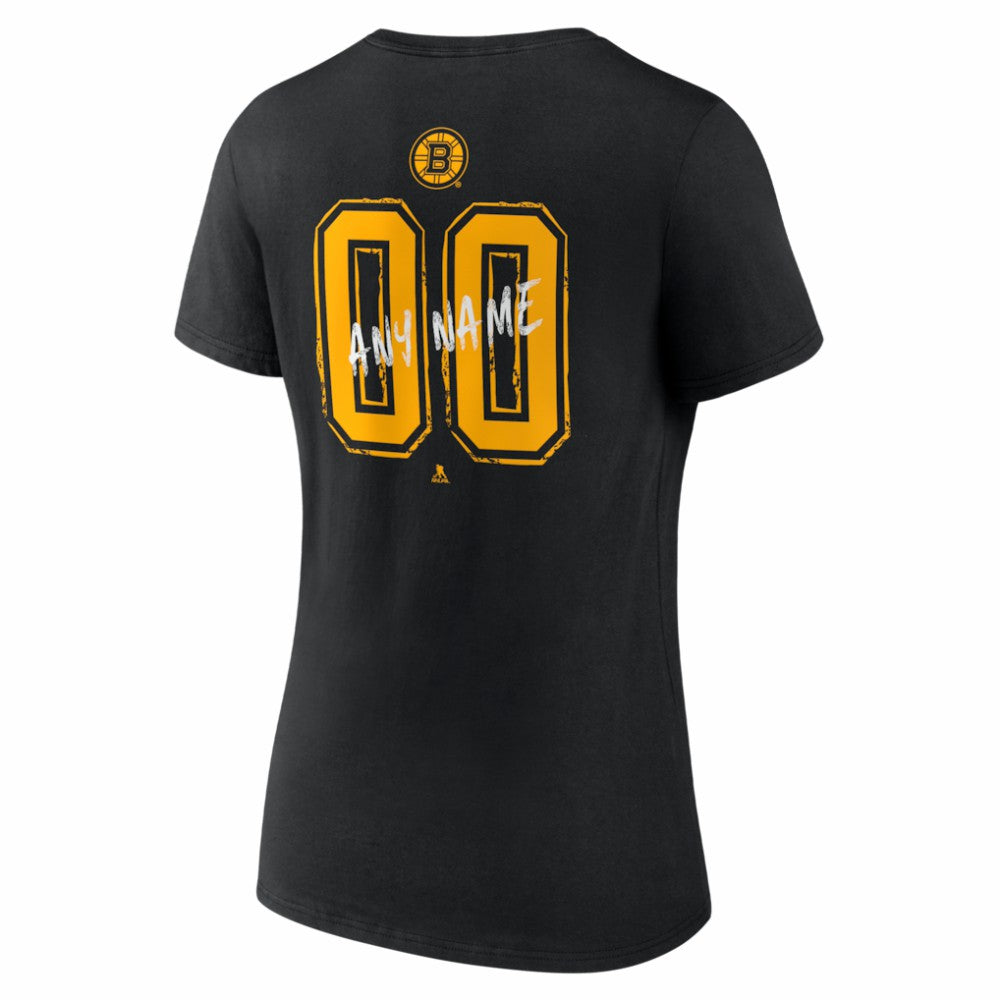 Boston Bruins Women's Hustle Personalized Name & Number V-Neck T-Shirt - Black | US 203920984