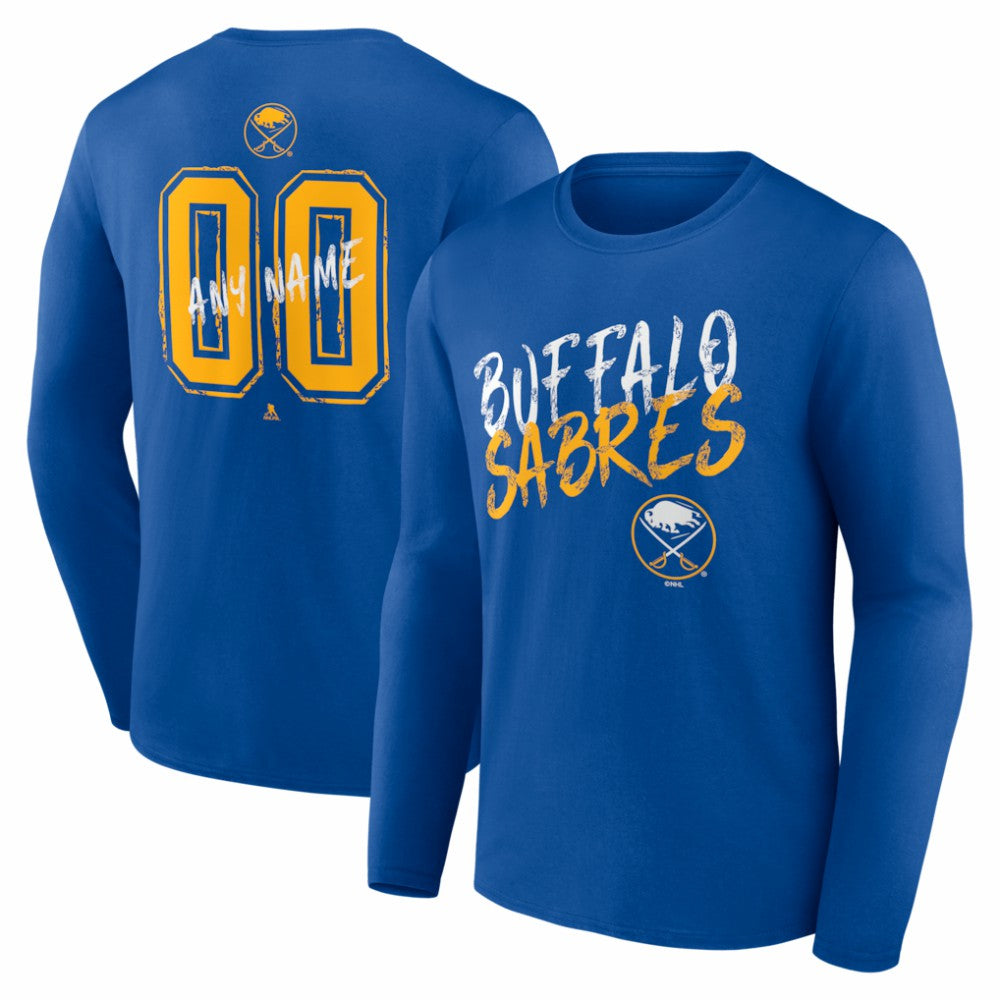 Buffalo Sabres Hustle Personalized Name & Number Long Sleeve T-Shirt - Royal | US 203920986
