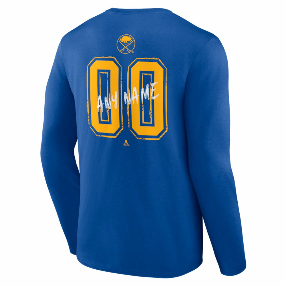 Buffalo Sabres Hustle Personalized Name & Number Long Sleeve T-Shirt - Royal | US 203920986