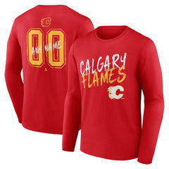 Calgary Flames Hustle Personalized Name & Number Long Sleeve T-Shirt - Red | US 203920990
