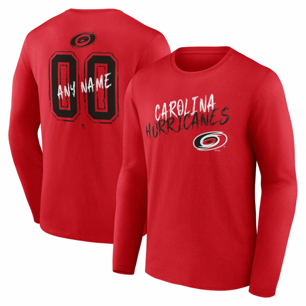 Carolina Hurricanes Hustle Personalized Name & Number Long Sleeve T-Shirt - Red | US 203920996