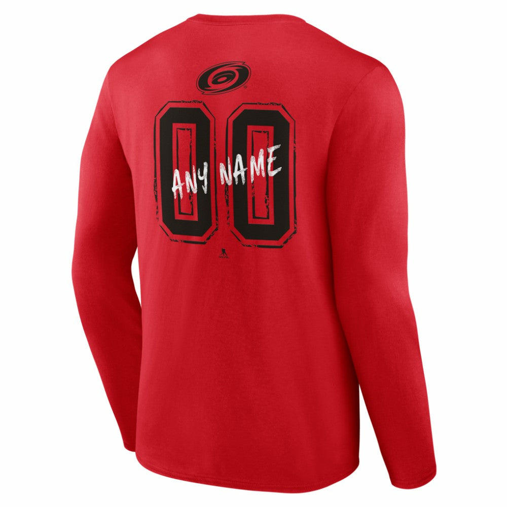 Carolina Hurricanes Hustle Personalized Name & Number Long Sleeve T-Shirt - Red | US 203920996