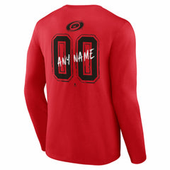 Carolina Hurricanes Hustle Personalized Name & Number Long Sleeve T-Shirt - Red | US 203920996