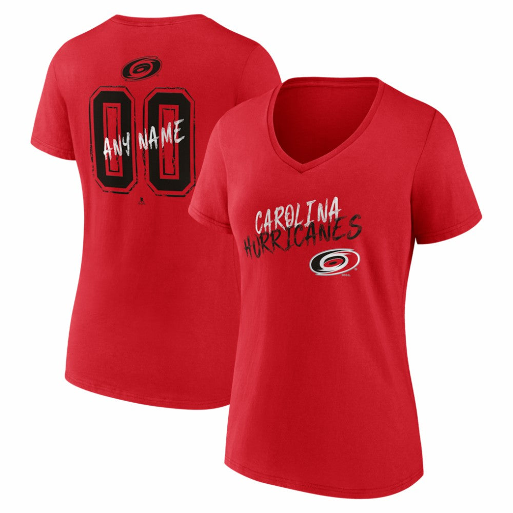 Carolina Hurricanes Women's Hustle Personalized Name & Number V-Neck T-Shirt - Red | US 203921000