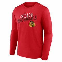 Chicago Blackhawks Hustle Personalized Name & Number Long Sleeve T-Shirt - Red | US 203921002