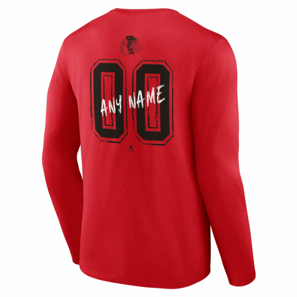 Chicago Blackhawks Hustle Personalized Name & Number Long Sleeve T-Shirt - Red | US 203921002
