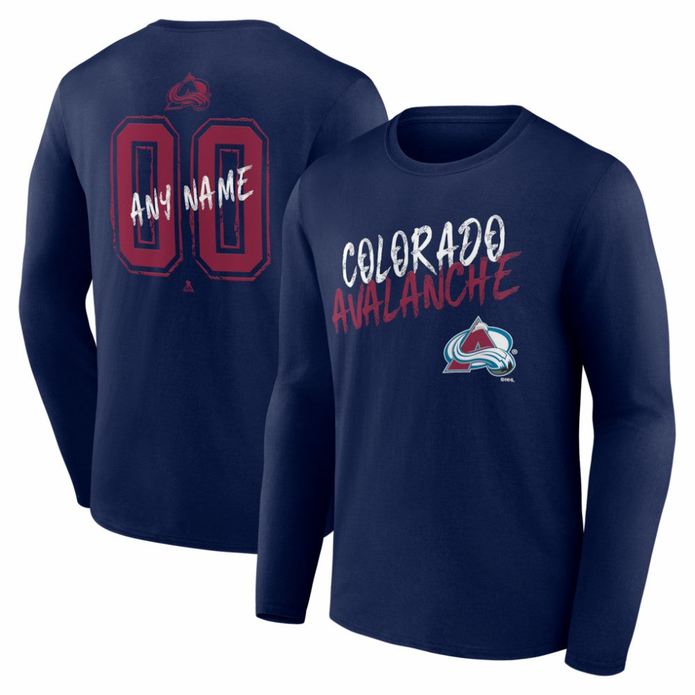Colorado Avalanche Hustle Personalized Name & Number Long Sleeve T-Shirt - Navy | US 203921009