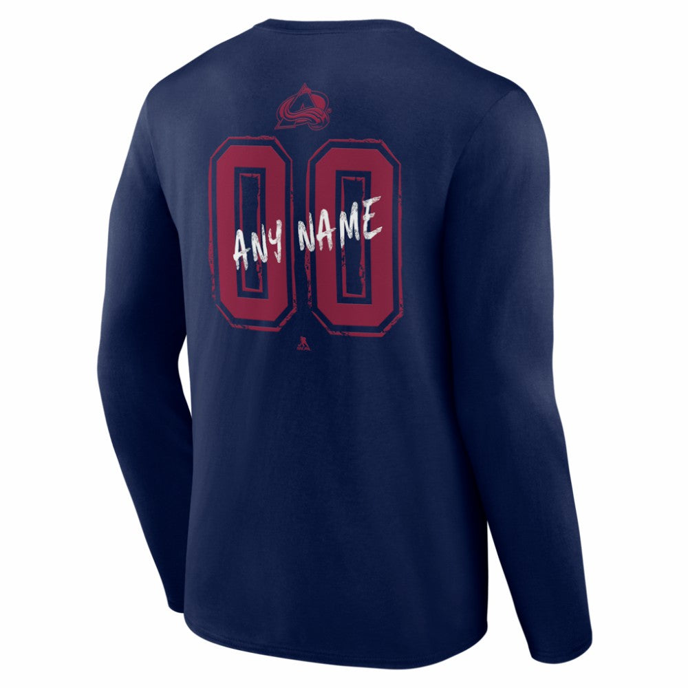 Colorado Avalanche Hustle Personalized Name & Number Long Sleeve T-Shirt - Navy | US 203921009