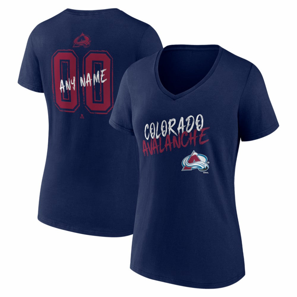 Colorado Avalanche Women's Hustle Personalized Name & Number V-Neck T-Shirt - Navy | US 203921012