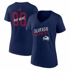 Colorado Avalanche Women's Hustle Personalized Name & Number V-Neck T-Shirt - Navy | US 203921012