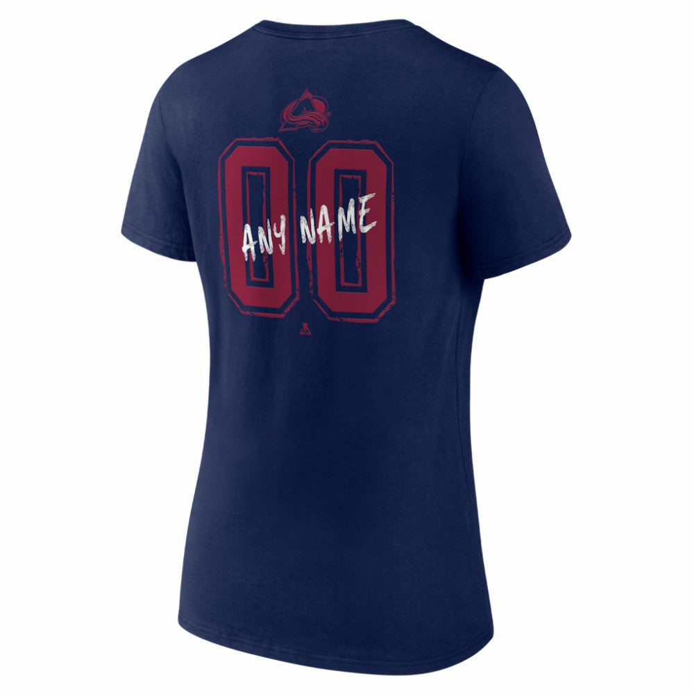 Colorado Avalanche Women's Hustle Personalized Name & Number V-Neck T-Shirt - Navy | US 203921012