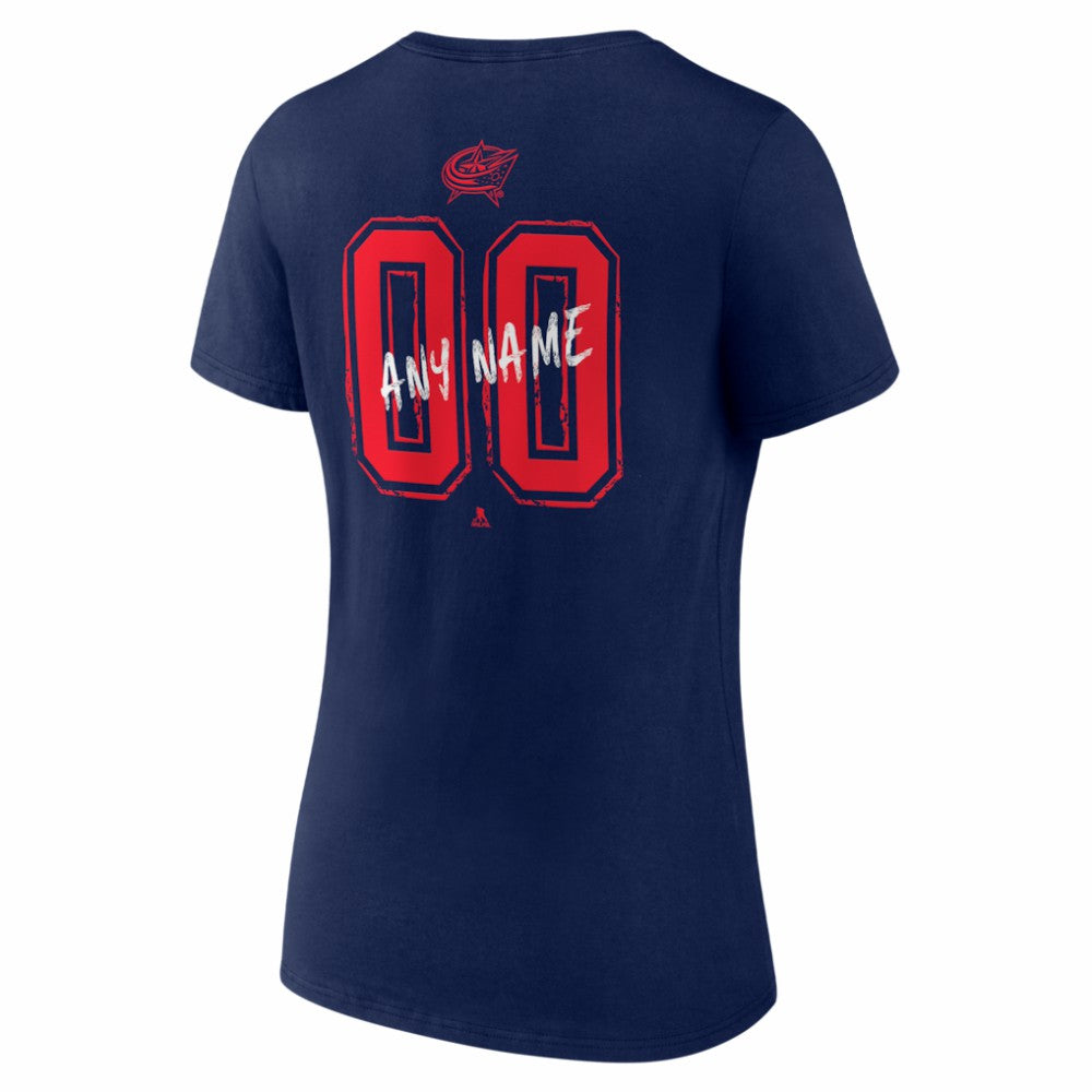 Columbus Blue Jackets Women's Hustle Personalized Name & Number V-Neck T-Shirt - Navy | US 203921018