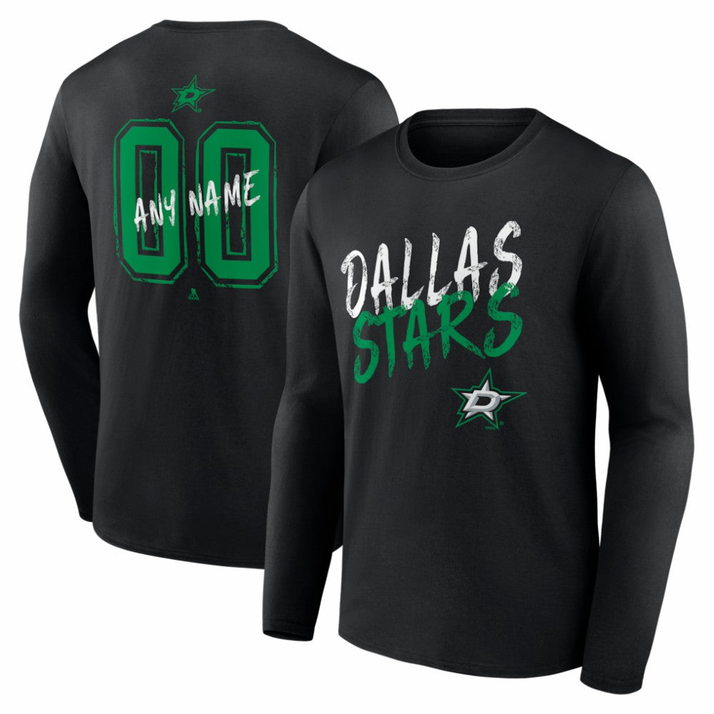 Dallas Stars Hustle Personalized Name & Number Long Sleeve T-Shirt - Black | US 203921021