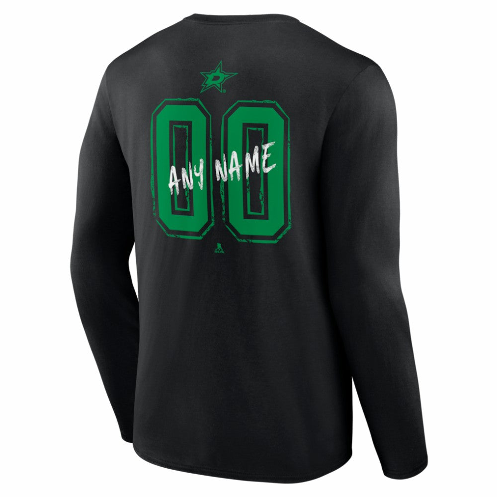 Dallas Stars Hustle Personalized Name & Number Long Sleeve T-Shirt - Black | US 203921021