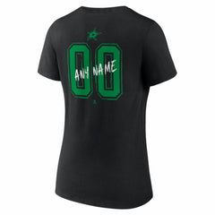 Dallas Stars Women's Hustle Personalized Name & Number V-Neck T-Shirt - Black | US 203921024