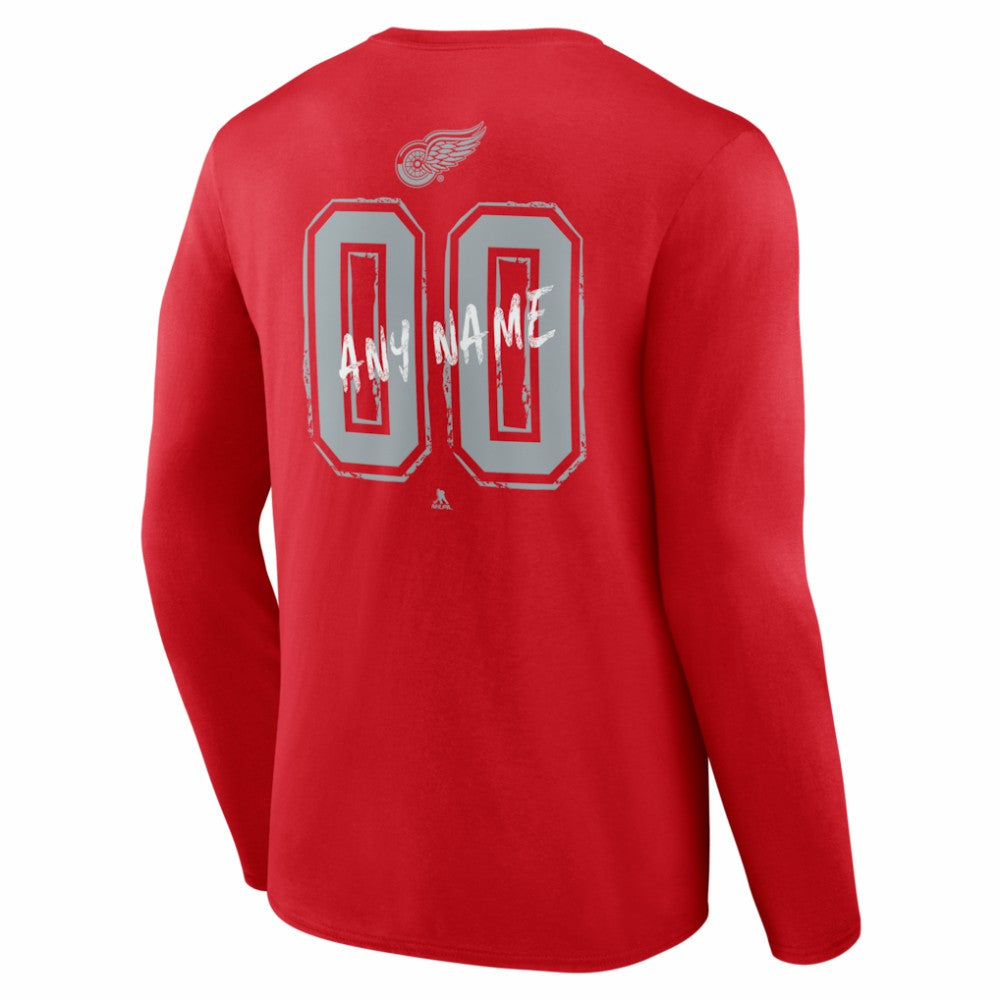 Detroit Red Wings Hustle Personalized Name & Number Long Sleeve T-Shirt - Red | US 203921026