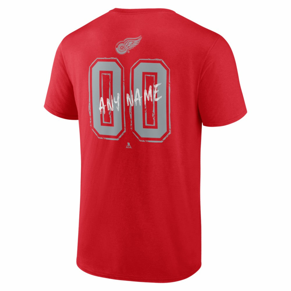 Detroit Red Wings Hustle Personalized Name & Number T-Shirt - Red | US 203921028