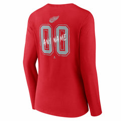 Detroit Red Wings Women's Hustle Personalized Name & Number Long Sleeve V-Neck T-Shirt - Red | US 203921029