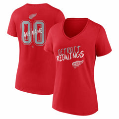 Detroit Red Wings Women's Hustle Personalized Name & Number V-Neck T-Shirt - Red | US 203921030