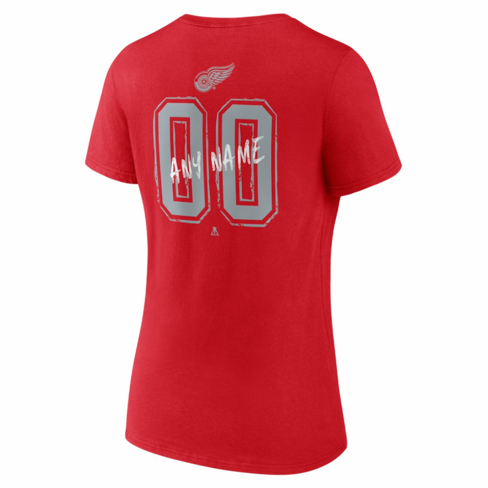 Detroit Red Wings Women's Hustle Personalized Name & Number V-Neck T-Shirt - Red | US 203921030