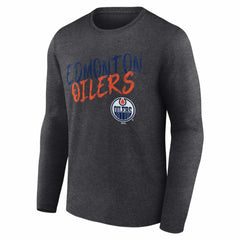 Edmonton Oilers Hustle Personalized Name & Number Long Sleeve T-Shirt - Charcoal | US 203921032