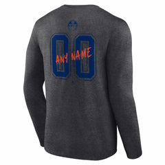 Edmonton Oilers Hustle Personalized Name & Number Long Sleeve T-Shirt - Charcoal | US 203921032