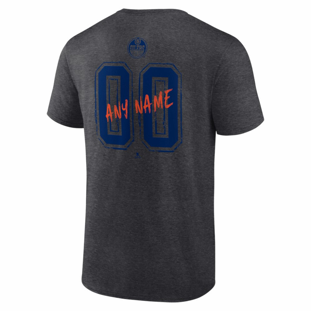 Edmonton Oilers Hustle Personalized Name & Number T-Shirt - Charcoal | US 203921034