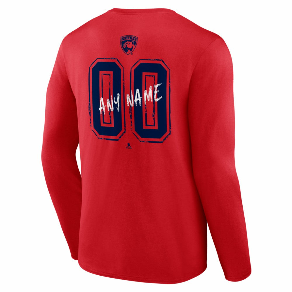 Florida Panthers Hustle Personalized Name & Number Long Sleeve T-Shirt - Red | US 203921037