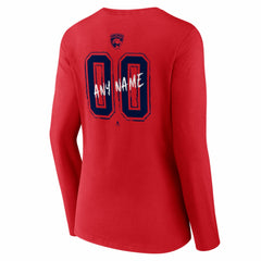 Florida Panthers Women's Hustle Personalized Name & Number Long Sleeve V-Neck T-Shirt - Red | US 203921040